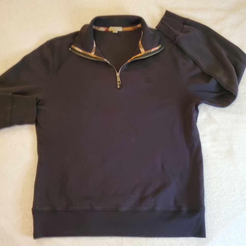 Burberry Black Pullover with Patterned Trim - image 2